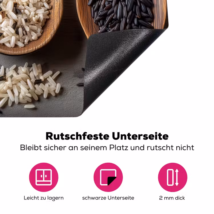 Houten - Lepels - Rijst - Zaden Inductie beschermer vinyl 3mm klein -zzzzzzz-lf-onderkant