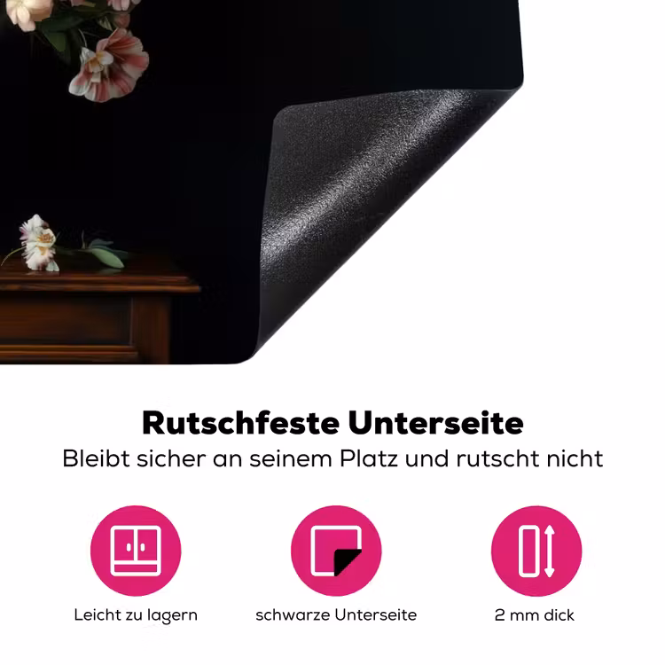 Hout - Vaas - Kleuren - Bloemen Inductie beschermer vinyl 3mm klein -zzzzzzz-lf-onderkant
