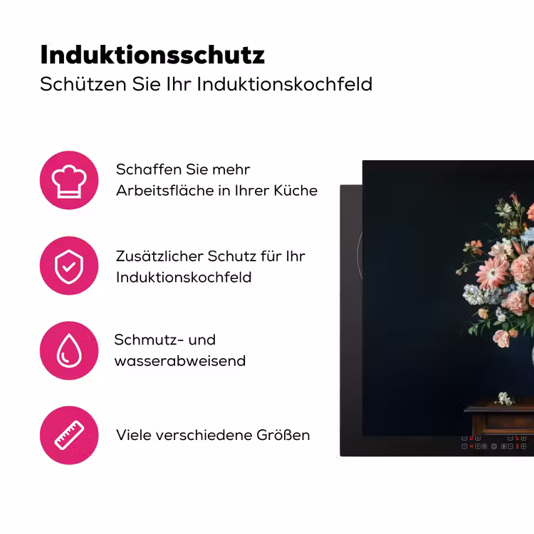 Hout - Vaas - Kleuren - Bloemen Inductie beschermer vinyl 3mm klein -zzzzzzz-lf-ups