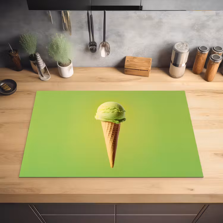 Hoorntje - Schepijs - Groen Inductie beschermer vinyl 3mm klein -sfeer5