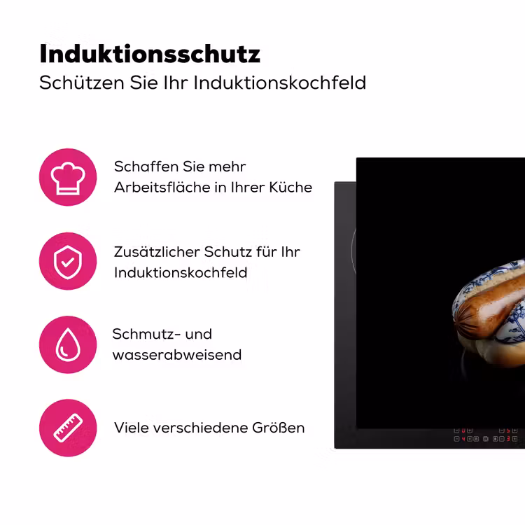 Hotdog - Porselein - Delfts blauw - Eten Inductie beschermer vinyl 3mm klein -zzzzzzz-lf-ups