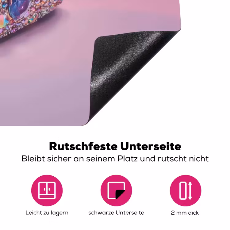 Hotdog - Steentjes - Glitters - Paars Inductie beschermer vinyl 3mm klein -zzzzzzz-lf-onderkant