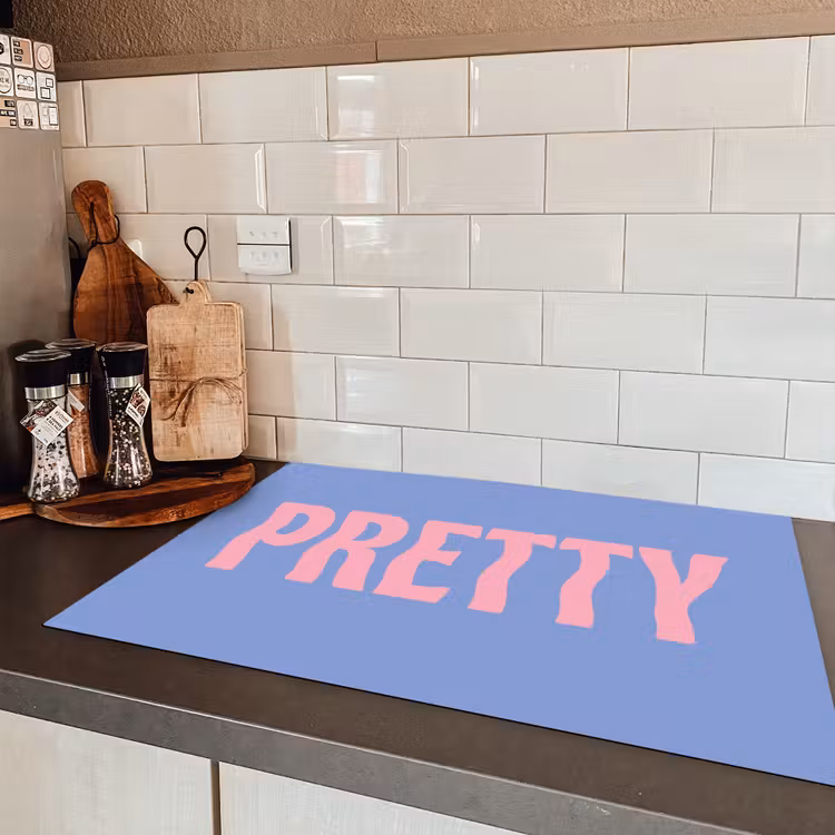 Pretty - Roze - Blauw - Golvend Inductie beschermer vinyl 3mm klein -sfeer3