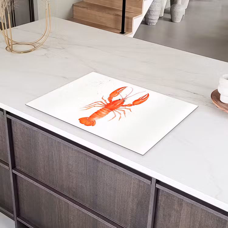 Kreeft - Waterverf - Aquarel - Oranje Inductie beschermer vinyl 3mm klein -sfeer8