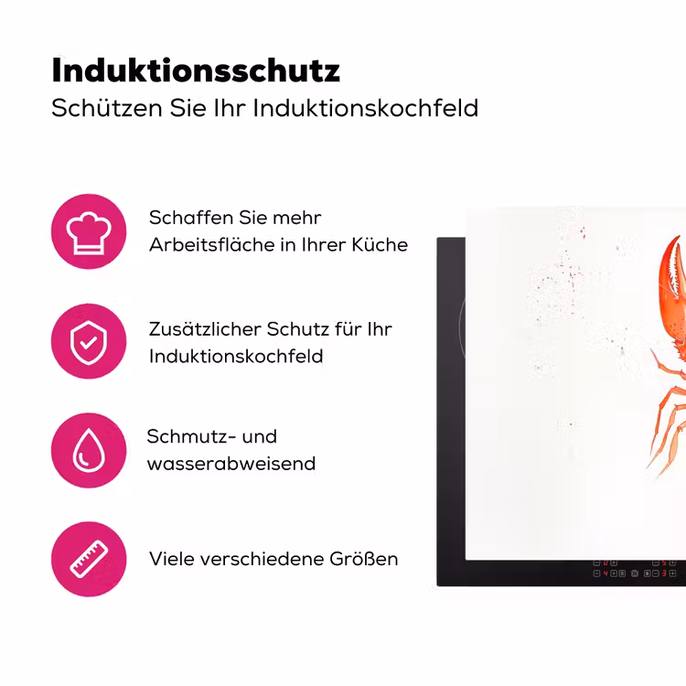 Kreeft - Waterverf - Aquarel - Oranje Inductie beschermer vinyl 3mm klein -zzzzzzz-lf-ups