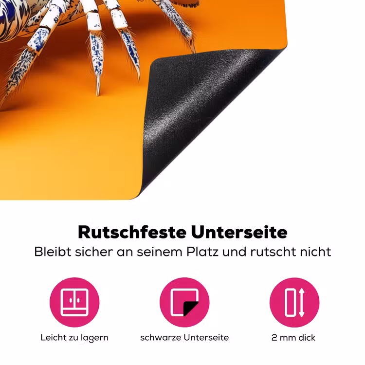 Kreeft - Delftsblauw - Schild - Stoer - Oranje Inductie beschermer vinyl 3mm klein -zzzzzzz-lf-onderkant