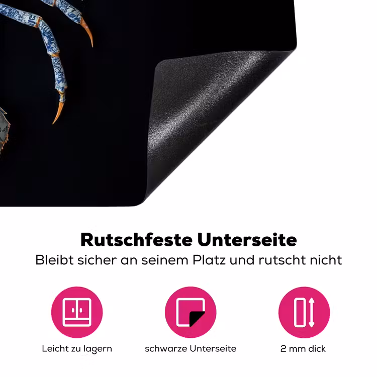 Kreeft - Delftsblauw - Schild - Stoer Inductie beschermer vinyl 3mm klein -zzzzzzz-lf-onderkant