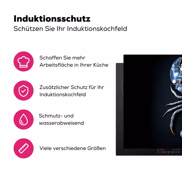 Kreeft - Delftsblauw - Schild - Stoer Inductie beschermer vinyl 3mm klein -zzzzzzz-lf-ups