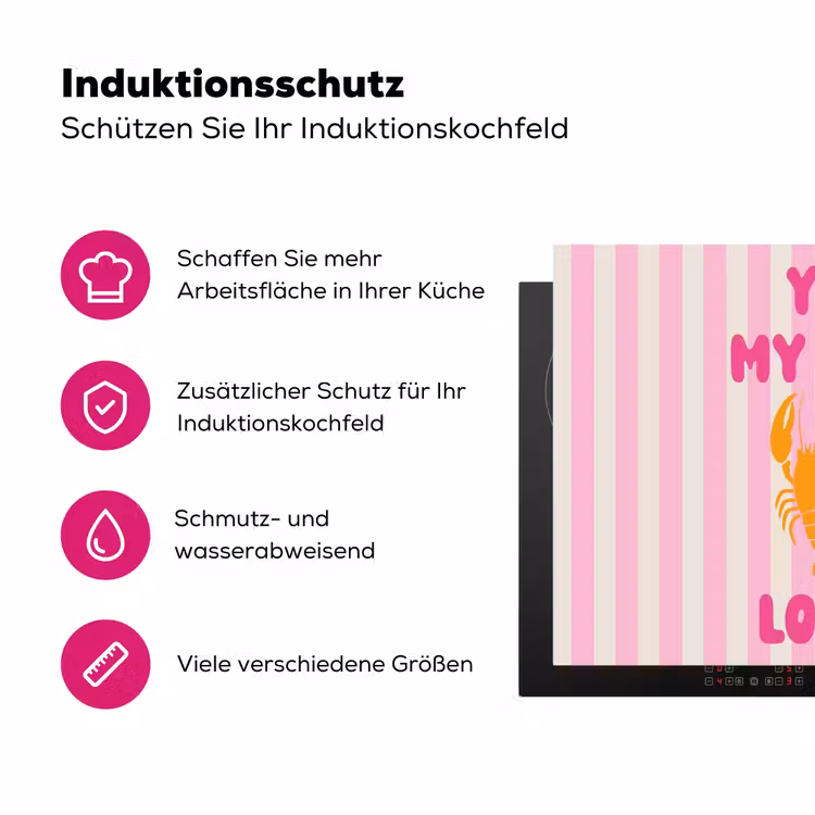 Lobster - Love - Valentijn Inductie beschermer vinyl 3mm klein -zzzzzzz-lf-ups