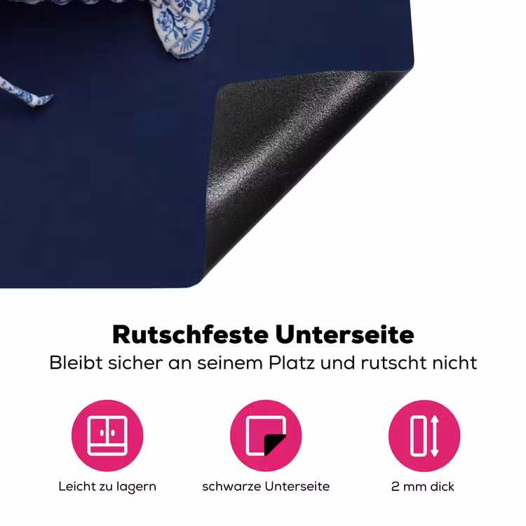 Kreeft - Porselein - Delfts - Blauw Inductie beschermer vinyl 3mm klein -zzzzzzz-lf-onderkant