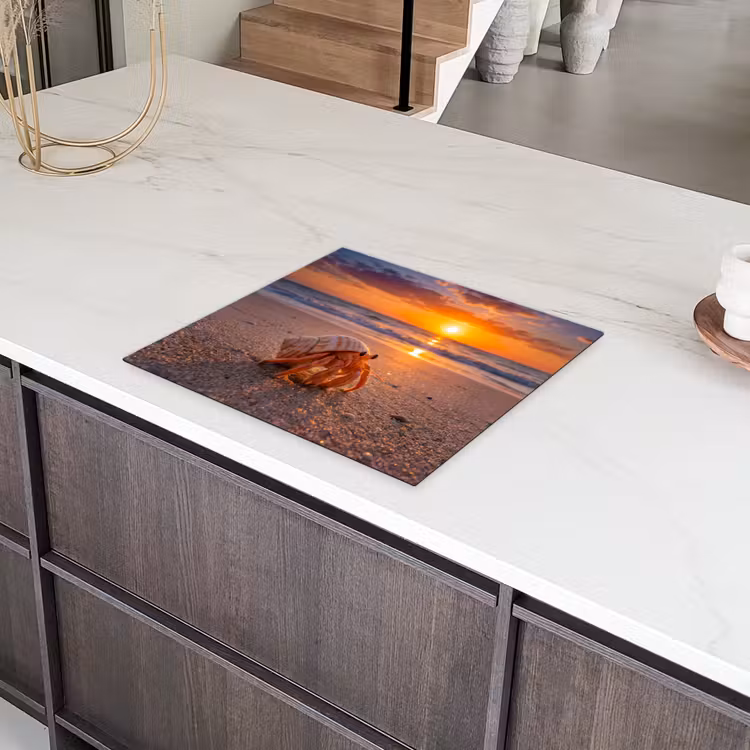Kreeft - Strand - Natuur - Zonsondergang - Oranje Inductie beschermer vinyl 3mm middel -sfeer8