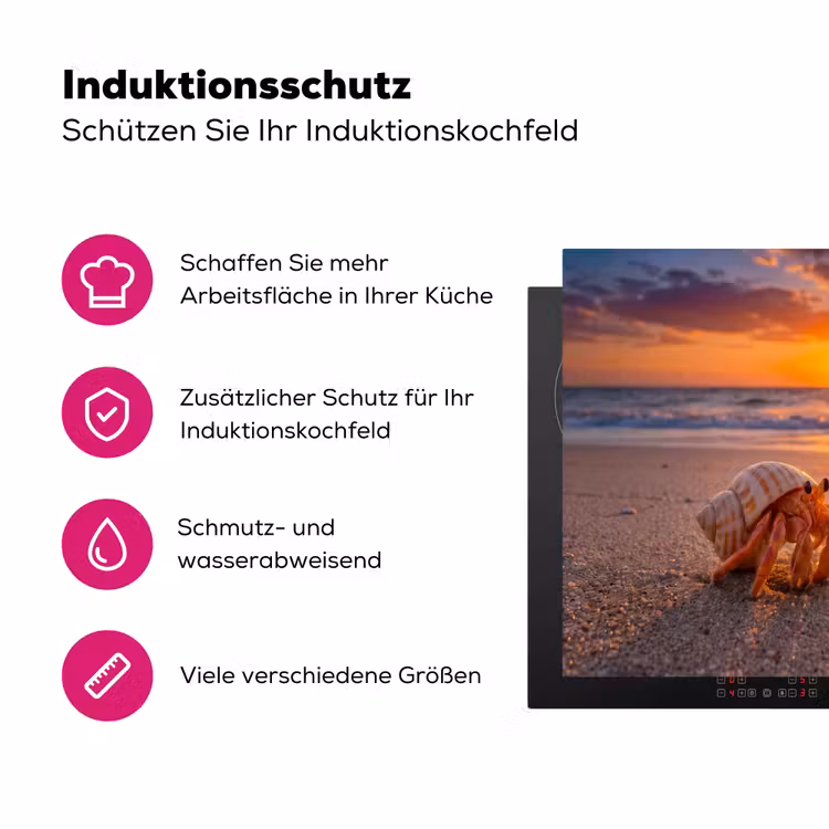 Kreeft - Strand - Natuur - Zonsondergang - Oranje Inductie beschermer vinyl 3mm middel -zzzzzzz-lf-ups