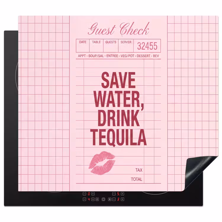 Humor - Drank - Tekst - Roze Inductie beschermer vinyl 3mm middel -3d