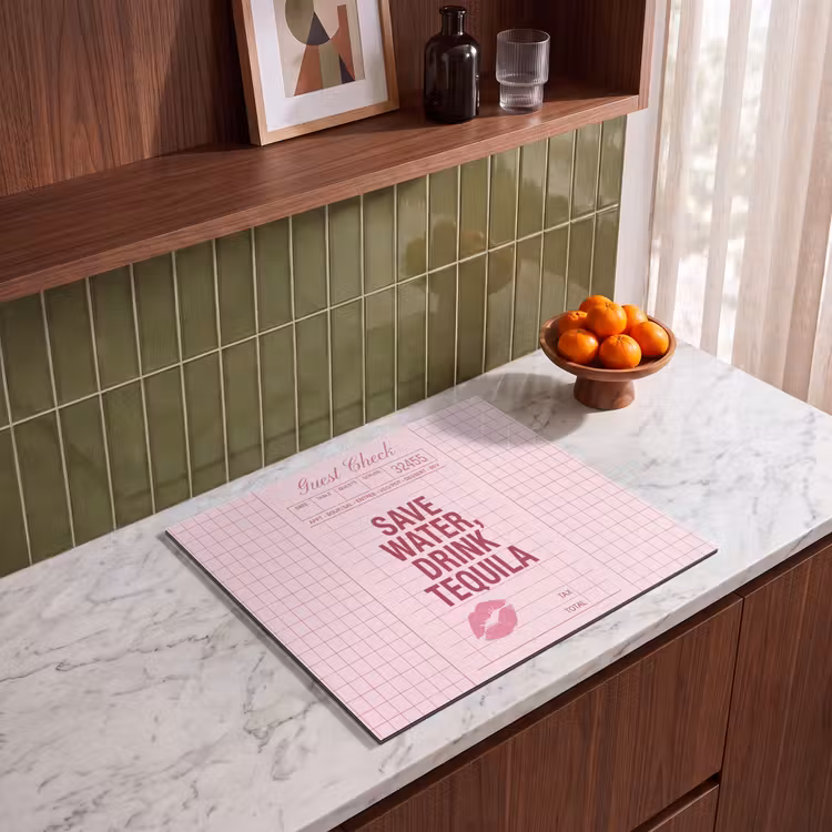 Humor - Drank - Tekst - Roze Inductie beschermer vinyl 3mm middel -sfeer8