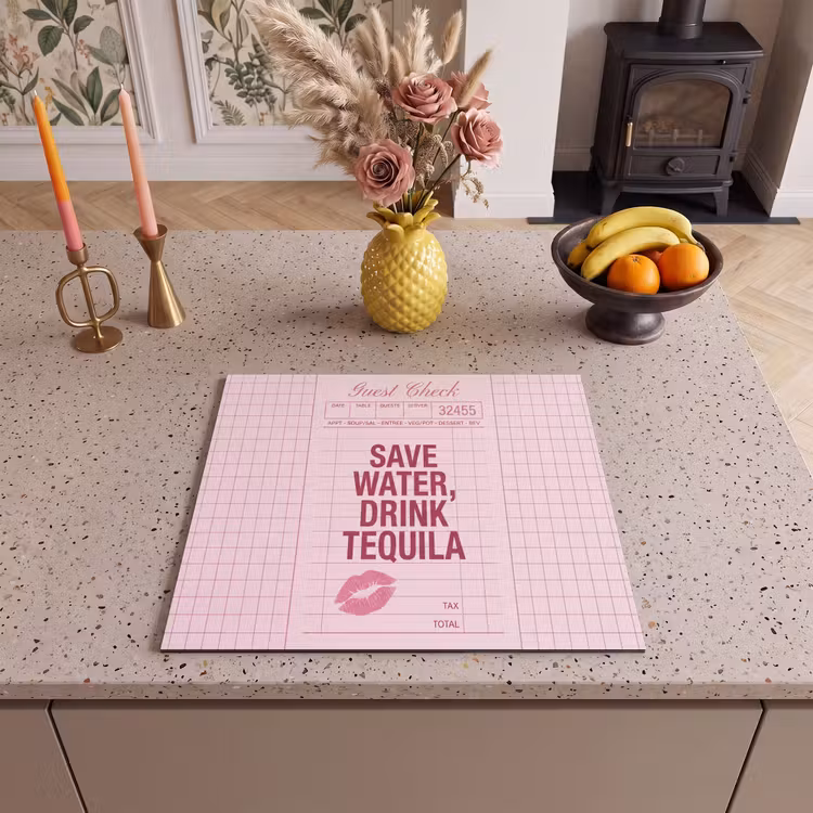 Humor - Drank - Tekst - Roze Inductie beschermer vinyl 3mm middel -sfeer3
