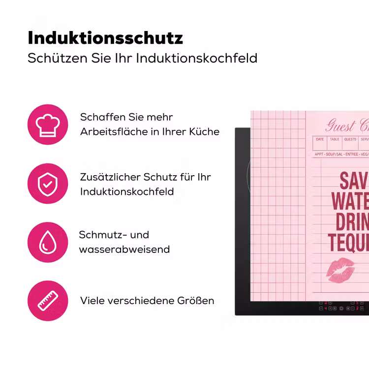 Humor - Drank - Tekst - Roze Inductie beschermer vinyl 3mm middel -zzzzzzz-lf-ups