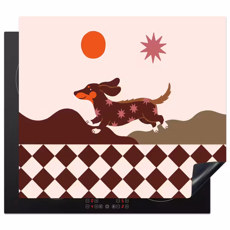 Hond - Abstract - Dieren - Modern - Bruin Inductie beschermer vinyl 3mm middel -3d