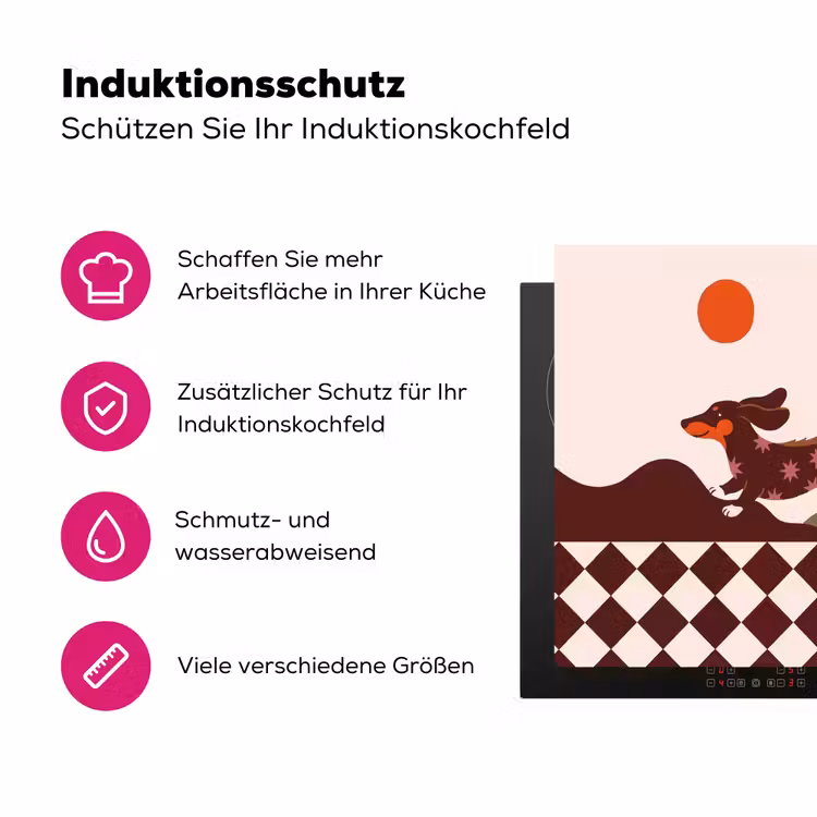 Hond - Abstract - Dieren - Modern - Bruin Inductie beschermer vinyl 3mm middel -zzzzzzz-lf-ups