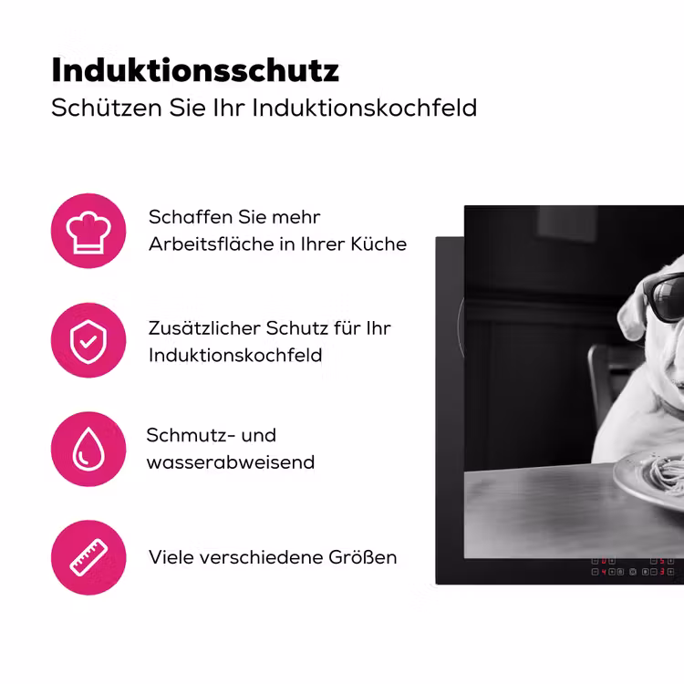 Hond - Bulldog - Pasta - Bril - Stoer - Dieren Inductie beschermer vinyl 3mm klein -zzzzzzz-lf-ups