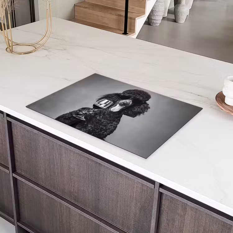 Hond - Krullen - Zonnebril - Wijn Inductie beschermer vinyl 3mm klein -sfeer8
