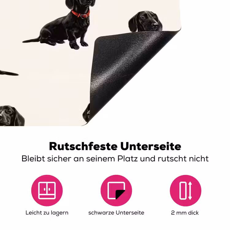 Hond - Patroon - Zwart Inductie beschermer vinyl 3mm klein 276 -zzzzzzz-lf-onderkant