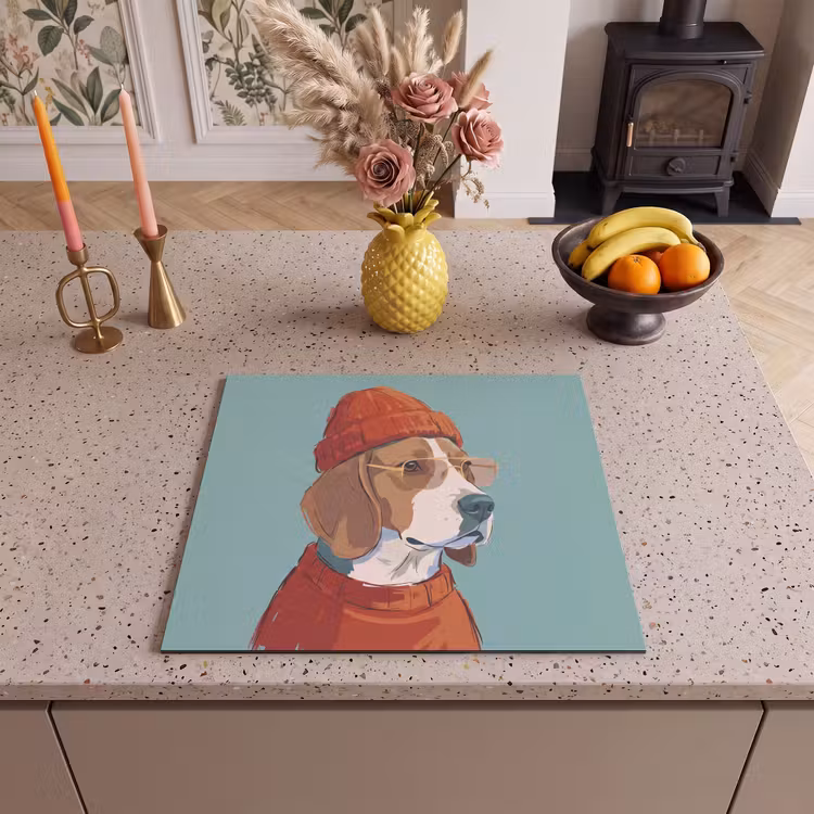 Hond - Beanie - Zonnebril - Dieren - Modern Inductie beschermer vinyl 3mm middel -sfeer3