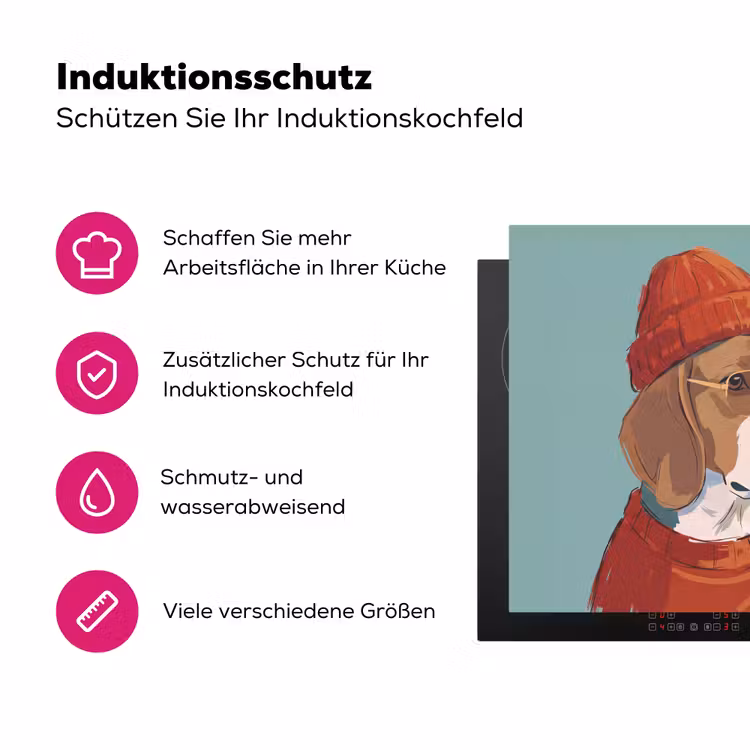 Hond - Beanie - Zonnebril - Dieren - Modern Inductie beschermer vinyl 3mm middel -zzzzzzz-lf-ups