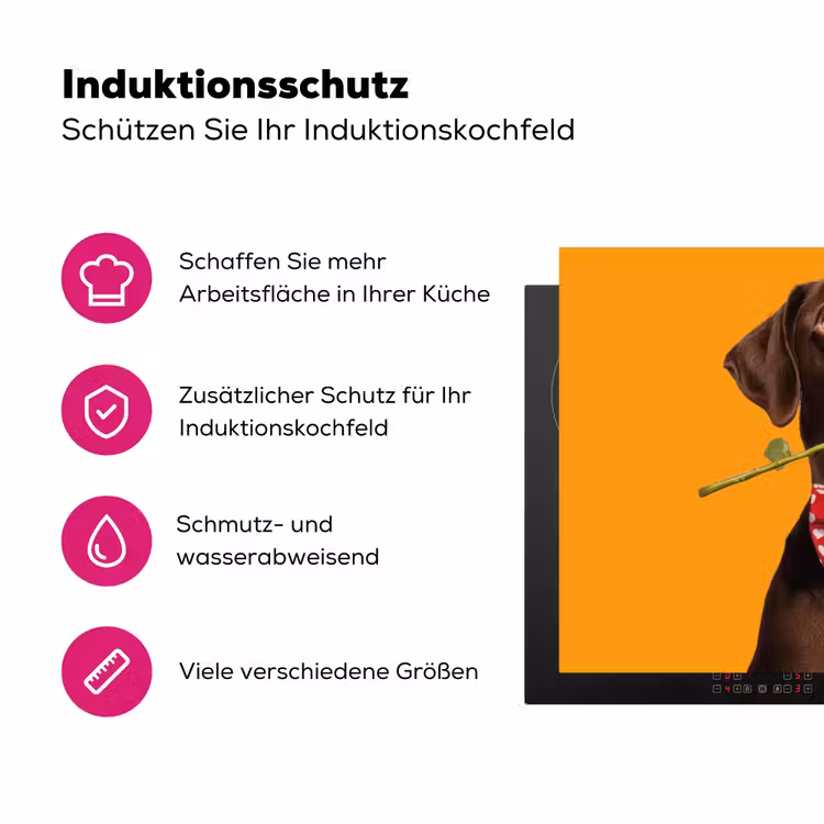 Hond - Oranje - Roos - Valentijn Inductie beschermer vinyl 3mm klein -zzzzzzz-lf-ups