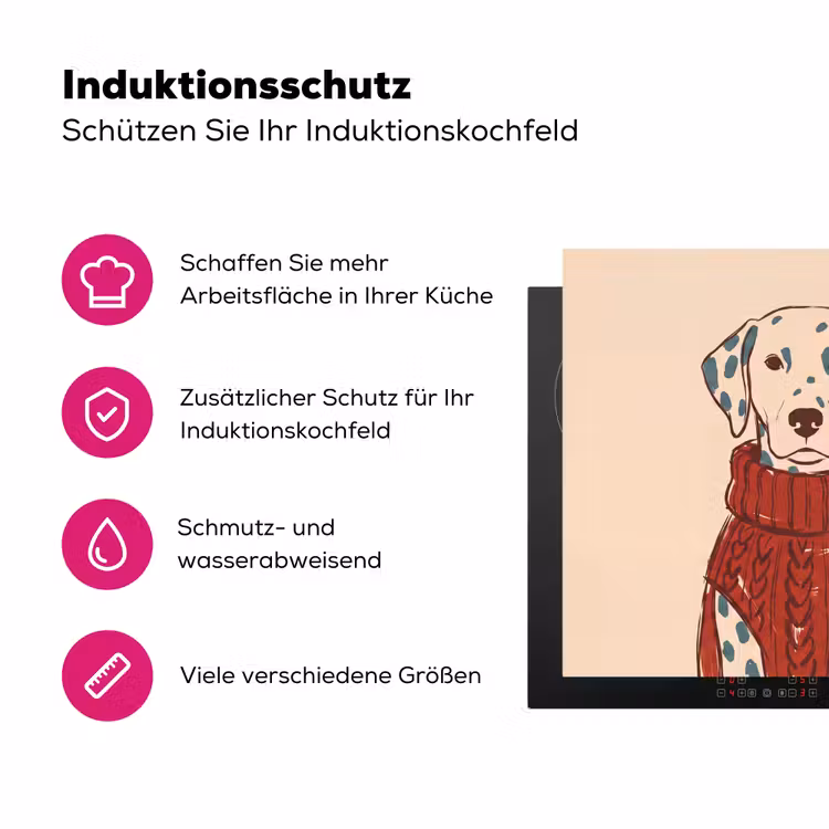 Hond - Trui - Winter - Dieren - Rood Inductie beschermer vinyl 3mm middel -zzzzzzz-lf-ups