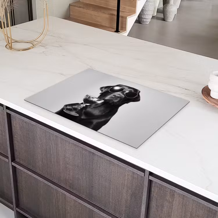 Hond - Zwart - Wijnglas - Zonnebril Inductie beschermer vinyl 3mm klein -sfeer8