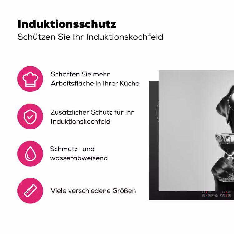 Hond - Zwart - Wijnglas - Zonnebril Inductie beschermer vinyl 3mm klein -zzzzzzz-lf-ups