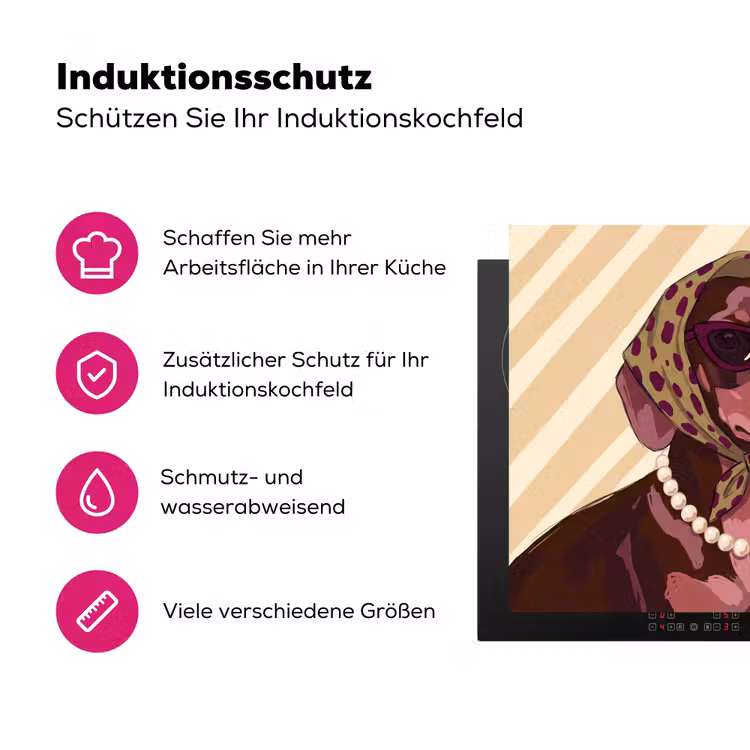 Hond - Zonnebril - Hoofddoek - Dieren - Modern Inductie beschermer vinyl 3mm middel -zzzzzzz-lf-ups