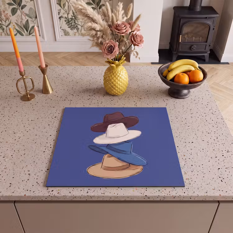 Hoeden - Gestapeld - Mode - Kleurrijk - Illustratie Inductie beschermer vinyl 3mm middel -sfeer3