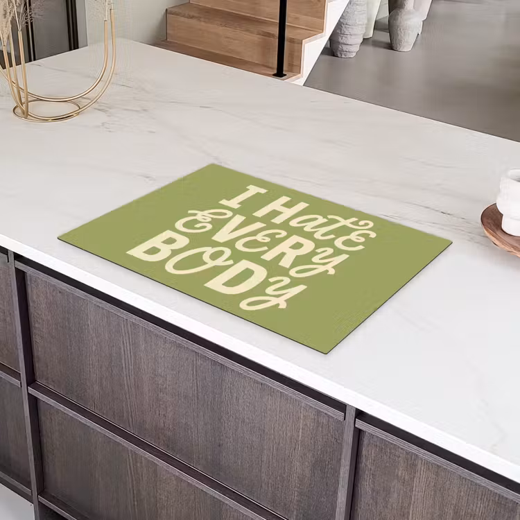 I hate everybody - Groen - Retro Inductie beschermer vinyl 3mm klein -sfeer8