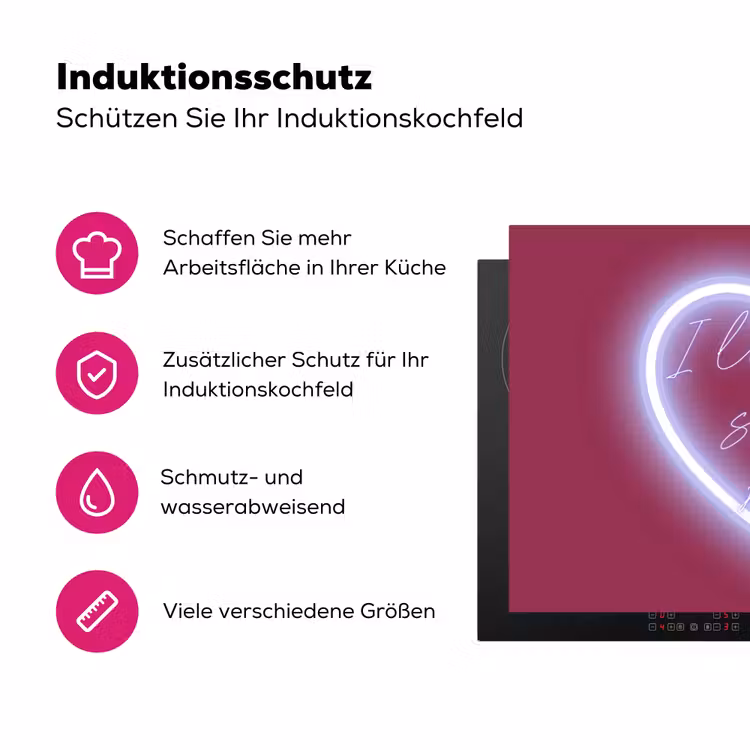 I liked it so it's mine - Neon hart - Roze Inductie beschermer vinyl 3mm klein -zzzzzzz-lf-ups