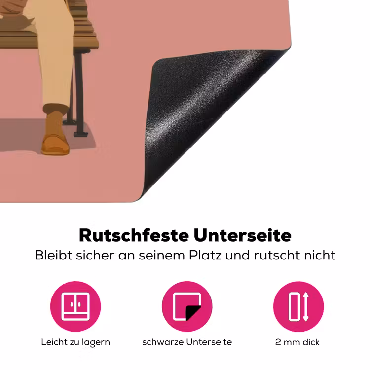 Illustratie - Bankje - Personen - Minimalistisch Inductie beschermer vinyl 3mm klein -zzzzzzz-lf-onderkant