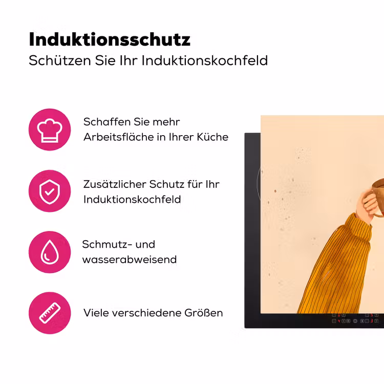 Illustratie - Mokken - Proosten - Bruin Inductie beschermer vinyl 3mm klein -zzzzzzz-lf-ups