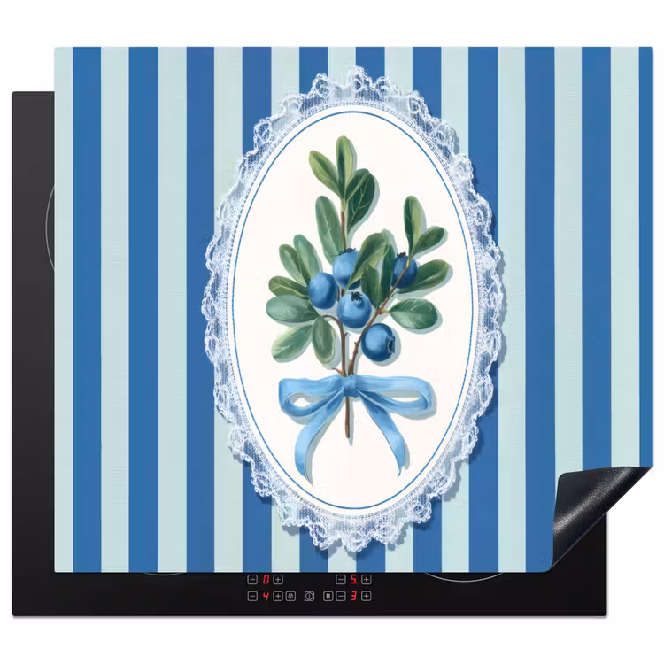 Illustratie - Bessen - Blauw - Strepen Inductie beschermer vinyl 3mm middel -3d