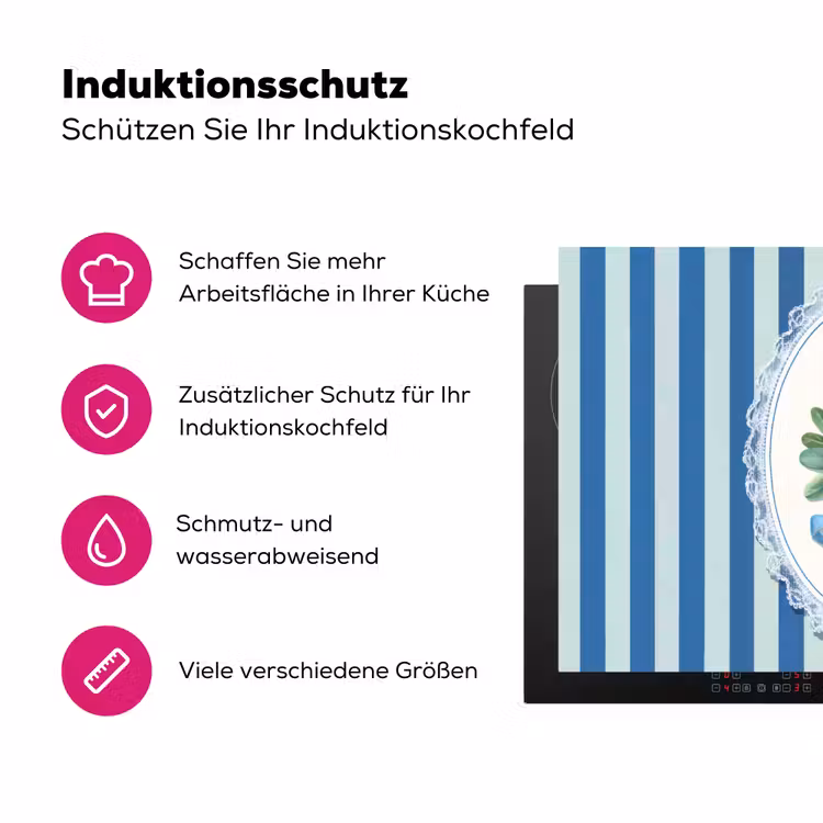 Illustratie - Bessen - Blauw - Strepen Inductie beschermer vinyl 3mm klein -zzzzzzz-lf-ups