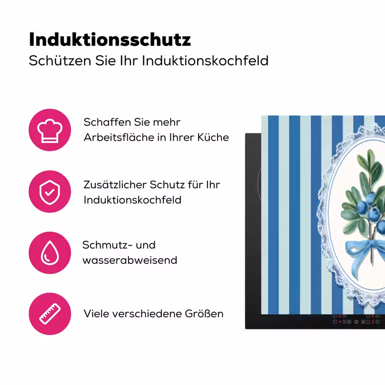 Illustratie - Bessen - Blauw - Strepen Inductie beschermer vinyl 3mm middel -zzzzzzz-lf-ups