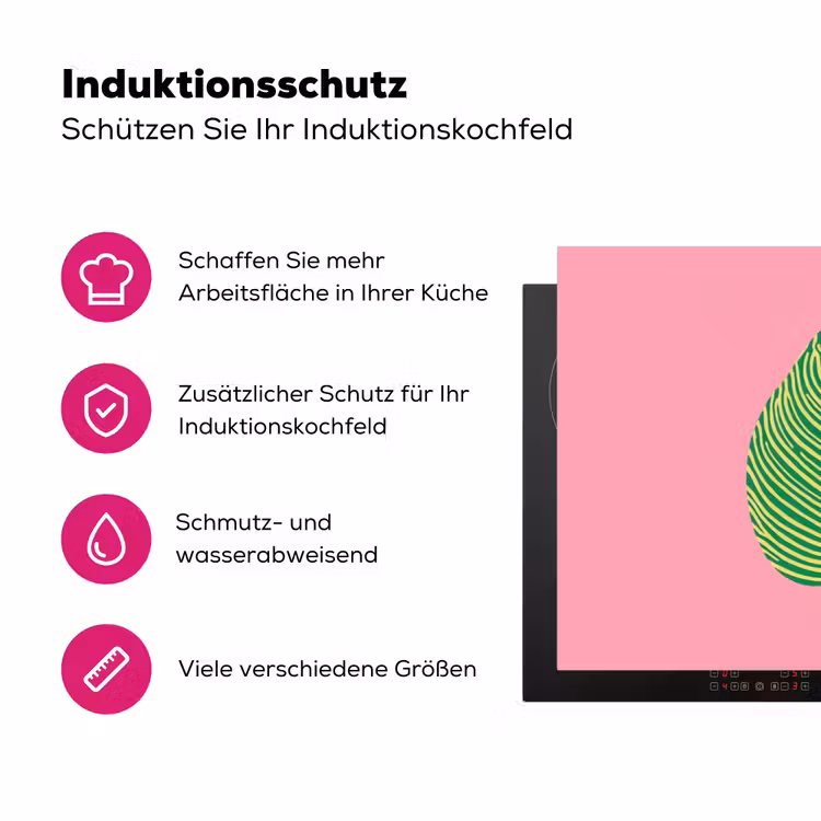 Illustratie - Blad - Minimalistisch - Groen Inductie beschermer vinyl 3mm klein -zzzzzzz-lf-ups