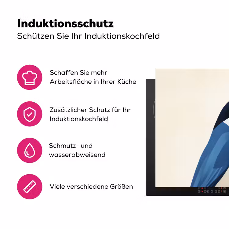 Illustratie - Blauw - Vogel Inductie beschermer vinyl 3mm klein -zzzzzzz-lf-ups
