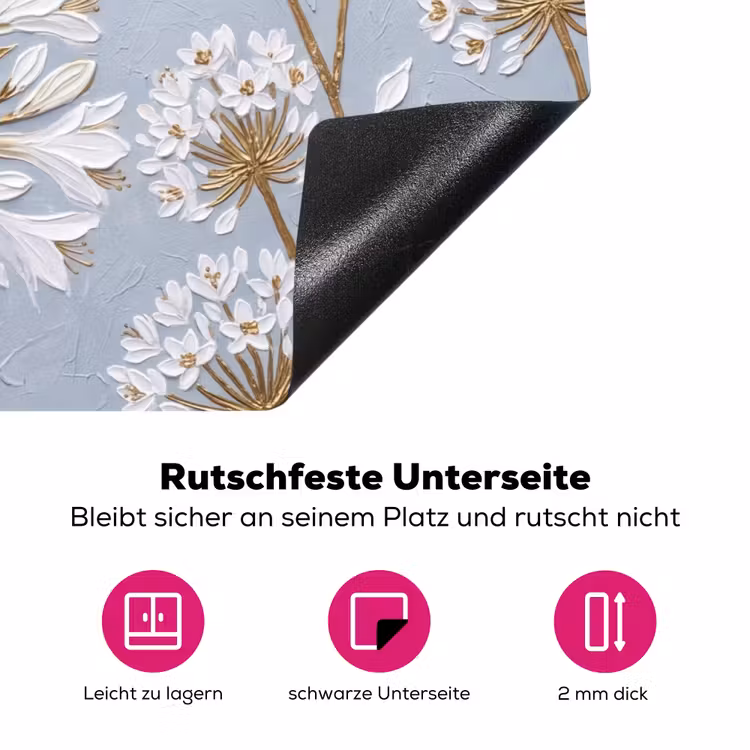 Illustratie - Bloemen - Blauw Inductie beschermer vinyl 3mm klein -zzzzzzz-lf-onderkant