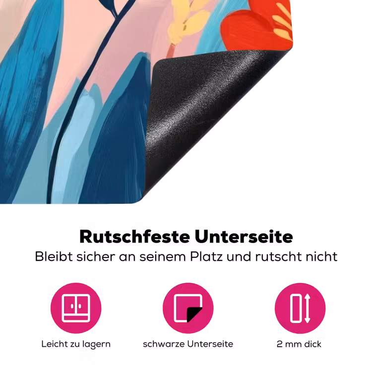 Illustratie - Bloemen - Kleurrijk Inductie beschermer vinyl 3mm klein -zzzzzzz-lf-onderkant