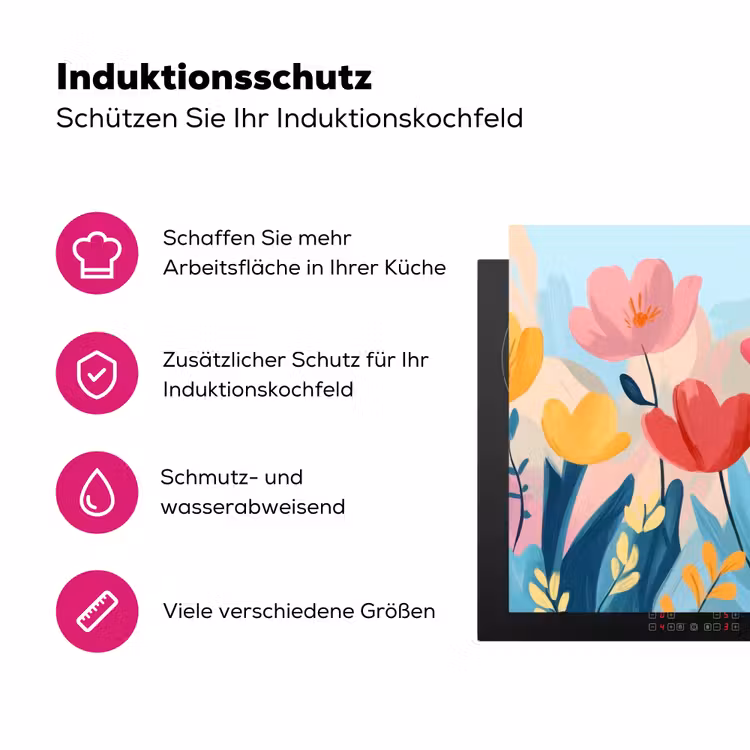 Illustratie - Bloemen - Kleurrijk Inductie beschermer vinyl 3mm klein -zzzzzzz-lf-ups