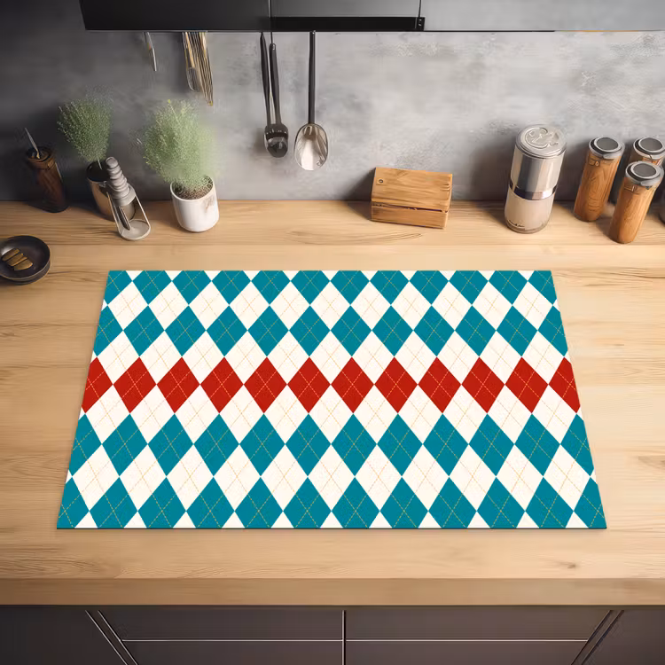Illustratie - Ruiten - Rood - Groen Inductie beschermer vinyl 3mm klein 276 -sfeer5