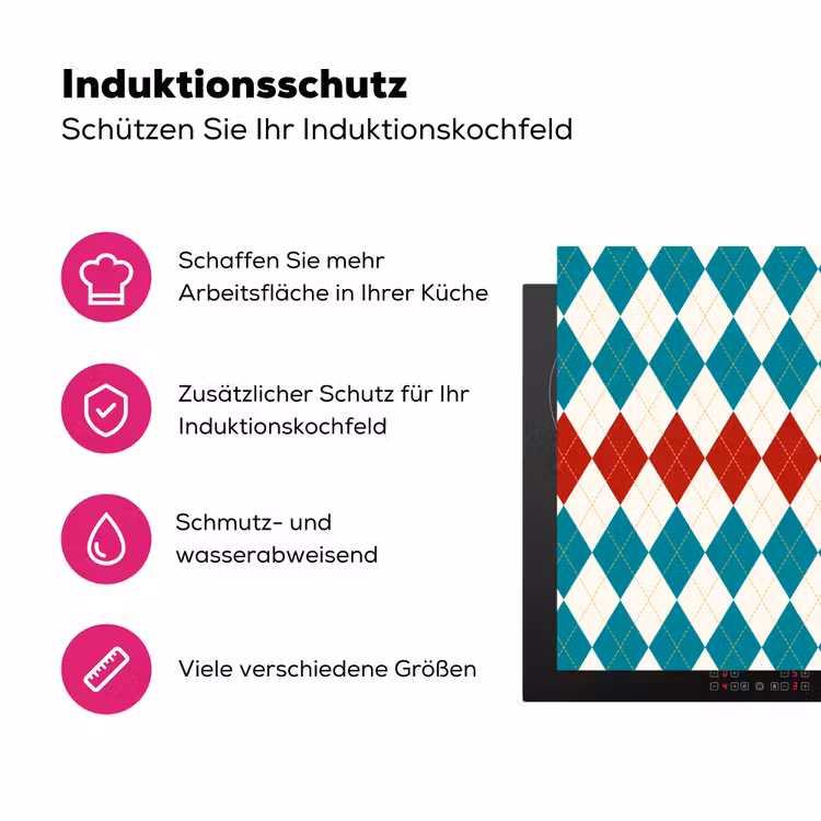 Illustratie - Ruiten - Rood - Groen Inductie beschermer vinyl 3mm klein 276 -zzzzzzz-lf-ups