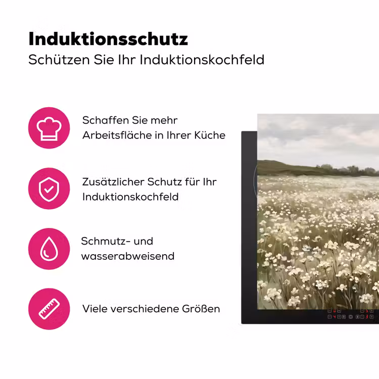 Illustratie - Landschap - Wit Inductie beschermer vinyl 3mm klein -zzzzzzz-lf-ups