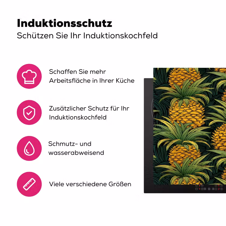 Illustratie - Patroon - Ananas Inductie beschermer vinyl 3mm klein 276 -zzzzzzz-lf-ups