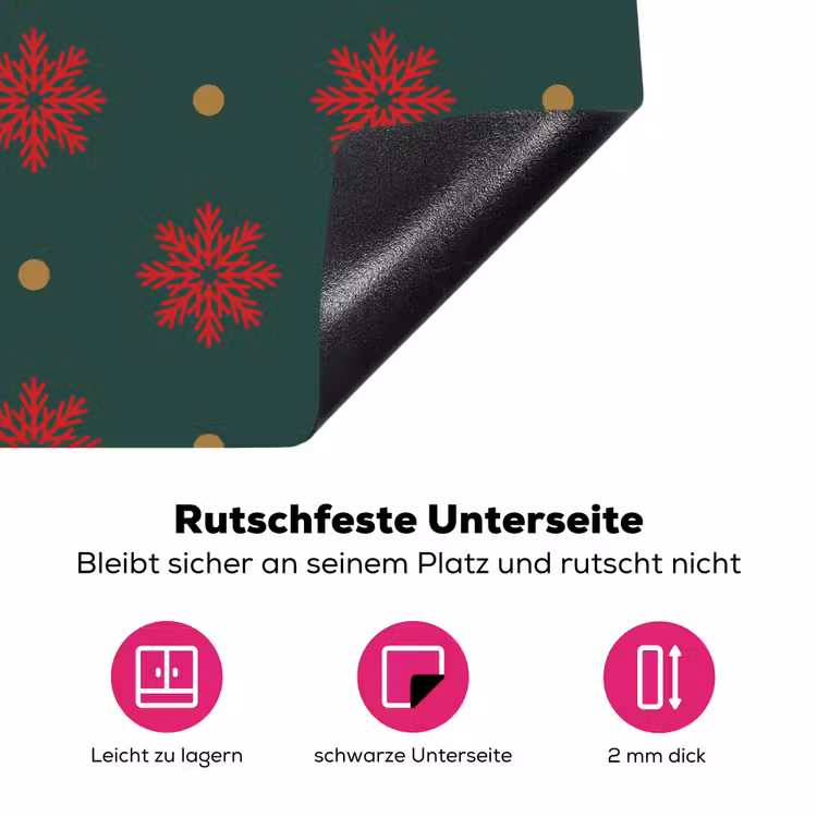 Illustratie - Sneeuwvlokken - Groen Inductie beschermer vinyl 3mm klein 276 -zzzzzzz-lf-onderkant